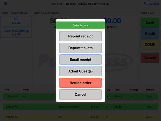 refund order option