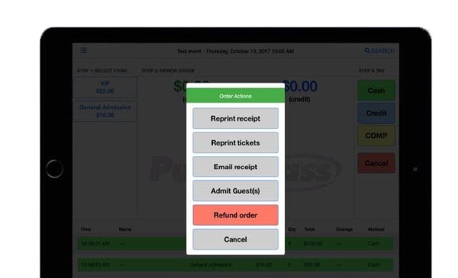 order actions options purplepass