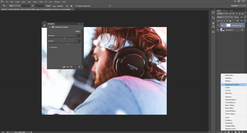 photoshop brightness and contrast tool