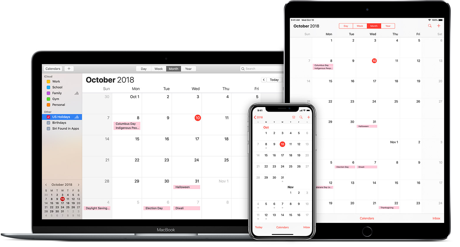 calendar on digital devices