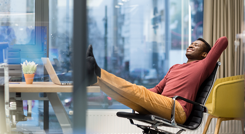 an office employee taking a break