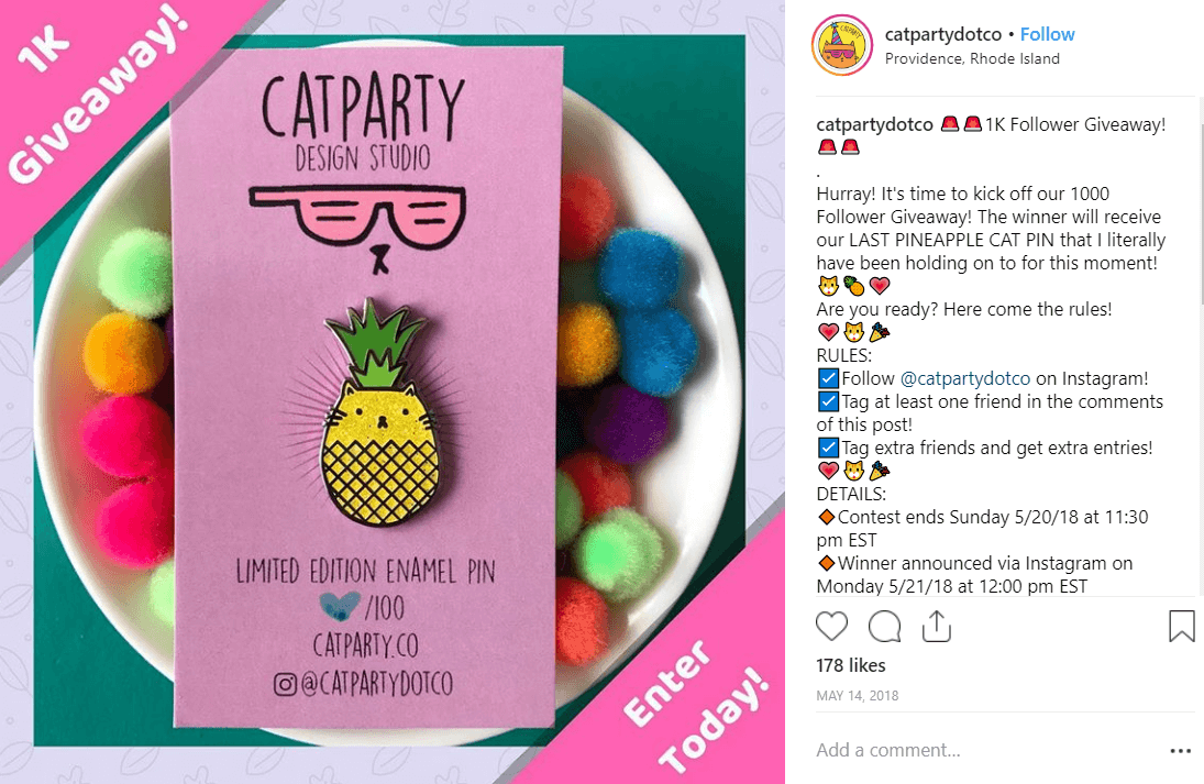 catparty instagram giveaway ideas