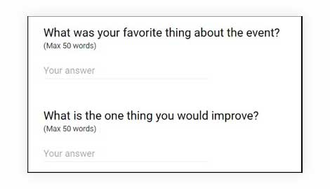 two event survey questions