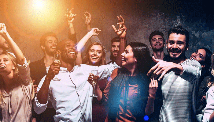 group of friends dancing