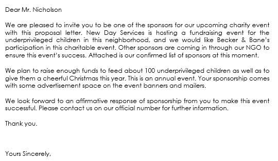 sample personalized sponsorship proposal letter