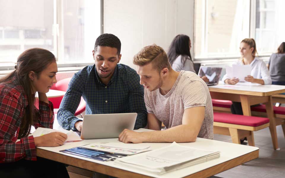 internships working together on a computer