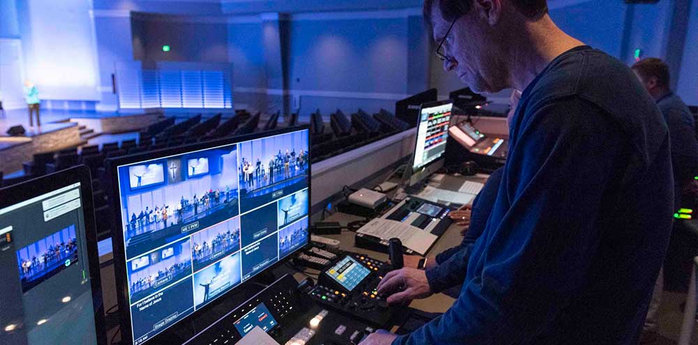 a man on equipment for streaming an event