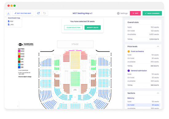 a seating chat map on Purplepass